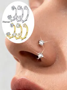 20Gauge Horseshoe Nose Rings Heart Star Round Cubic Zirconia Nose Piercing Jewelry Body Piercing Jewelry Hypoallergenic Stainless Steel Internally Threaded Septum Rings Cartilage Earrings Tragus Helix Piercing Jewelry Lip Rings For Women Men