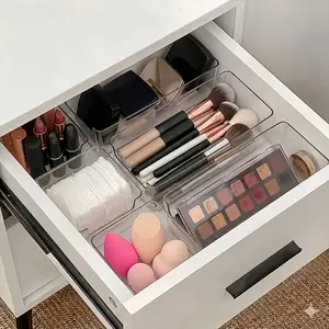 6pcs Acrylic Drawer Divider Organizer Box, Cosmetic Storage Box, Cosmetics Organizer, Desktop Clutter Organizer, Office Supplies Organizer, Drawer Beauty Organizer