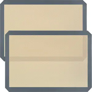 Silicone Baking Mat, 2 Pac 16.5"L x 11.6"W Silicone Cookie Sheets Reusable Baking Mat - Non-Stick Food Safe Dark Gray Oven Baking Sheet for Making Cookies Macaroons Bread