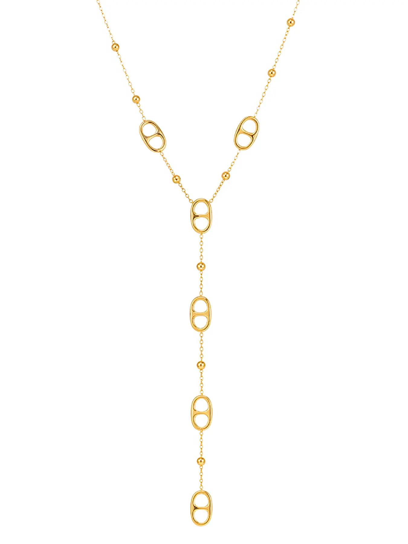 Elegant Long Pendant Necklace for Women, Stainless Steel Y-Shape Design, Geometric Pattern, Fashionable Daily Wear Accessory, Chain Necklaces, Everyday Wear Jewelry