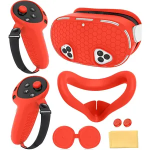 Silicone Cover Set Compatible with Meta Quest 3S Accessories, VR Protector Face Cover, Controller Grips, Front Shell Headset Cover and Lens Protective Cover for Meta/Oculus Quest 3S Accessories