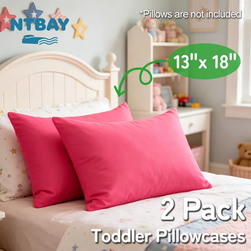 NTBAY Toddler Pillowcases, 2-Pack 13"x18" Zippered 100% Brushed Microfiber Gentle Soft Bedding, Hypoallergenic Travel Kids Pillowcases, Wrinkle-Free, Fade-Resistant, Machine Washable, Oeko-Tex Certified