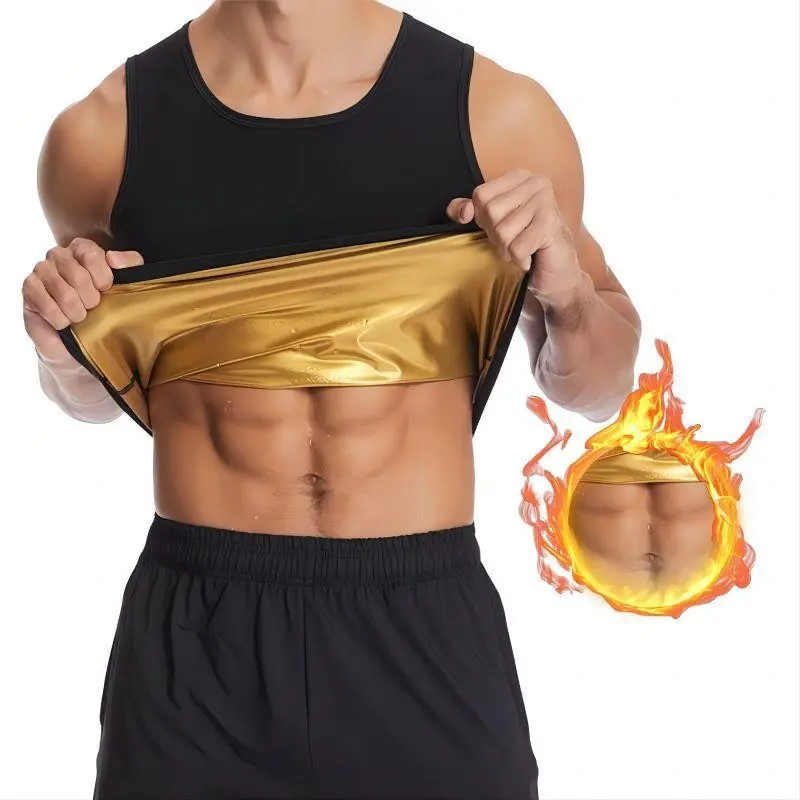 Men's Sauna Vest, Fire Pattern Sweat Vest, Sauna Shirt for Men, Fitness Workout Vest, Workout Gym Exercise Tank Top, Men's Shapewear for Indoor Outdoor Wear, Fitness Activewear, Sport Vests