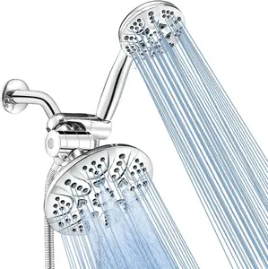 Rain Shower Heads with Handheld Spray Combo 30 Settings High  6 inch  3-Way Dual Rain and Handheld Shower  Combo Set, Chrome