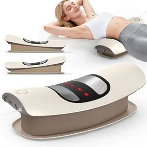 Lower Back Massager with Heat, Back Stretcher for Lower Back Pain Relief and Decompression, Spine-Smoothing Quadruple Fusion Back Massager, Lumbar Traction Device with Rocking Stretch & Height Adjust
