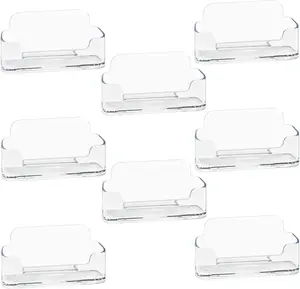 8 Pack  Business Card Holder for Desk, Clear Plastic Business Cards Display Holders Stand, Fits 30-50 Business Cards