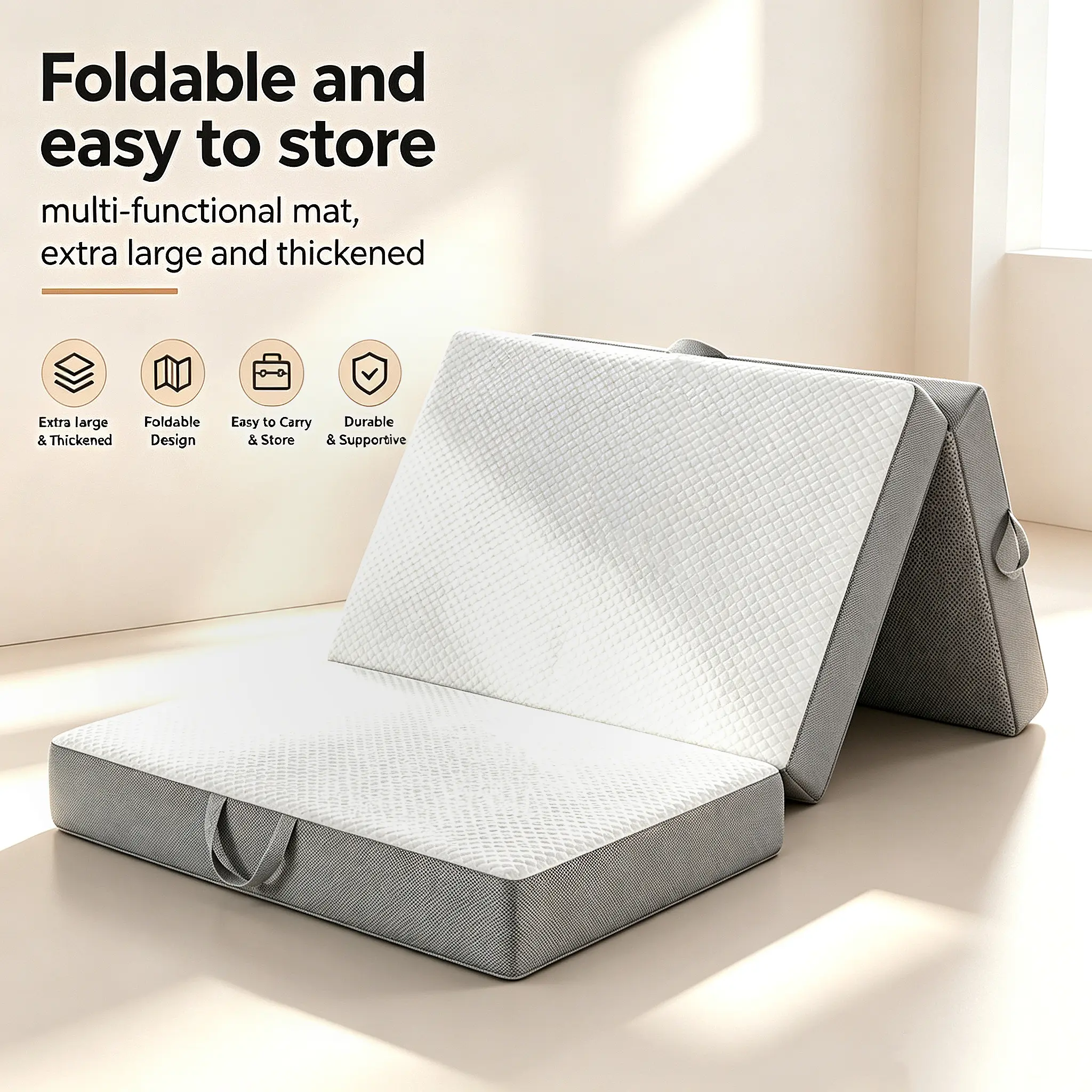 【Summer Sale Deals】 Memory Foam Mattress Portable Floor Bed for Indoor and Outdoor Foldable Mat with Foldable, Washable Cover for Travel, Camping and Yoga Sleeping Mat summerwins,summerwins