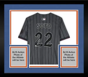 Framed Juan Soto New York Mets Autographed Nike 2024 City Connect Limited Jersey with "LGM!" Inscription - Fanatics Authentic Certified