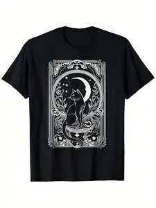 Moon Tarot Cat Lover T-Shirt Soft Cotton Perfect for Christmas Thanksgiving New Year & Birthday Gifts