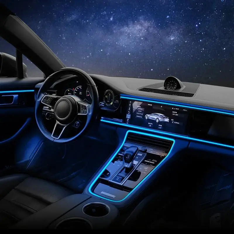5M Multi-Color Car Interior Led Strip Lights Rgbic EL Wires Flexible Ambient Lighting Fiber Optics USB Neon Light Automotive Decoration Dashboard