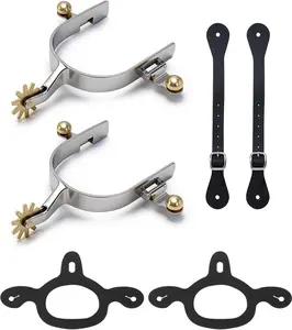 2 Pcs Spurs for Cowboy Boots, Stainless Steel Western Cowboy Spurs with Rotatable Gear, Equestrian Horse Riding Spurs for Men Women Boots, Available in Multiple Accessory Sets
