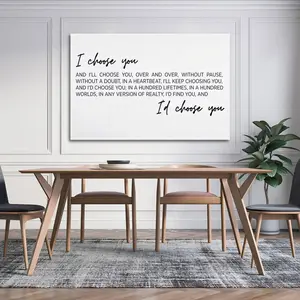 I Choose You Poster for Bedroom Aesthetic Canvas Wall Art Living Room Posters Painting Picture Print Modern Family Decor Artist Bathroom Poster Wall Decoration