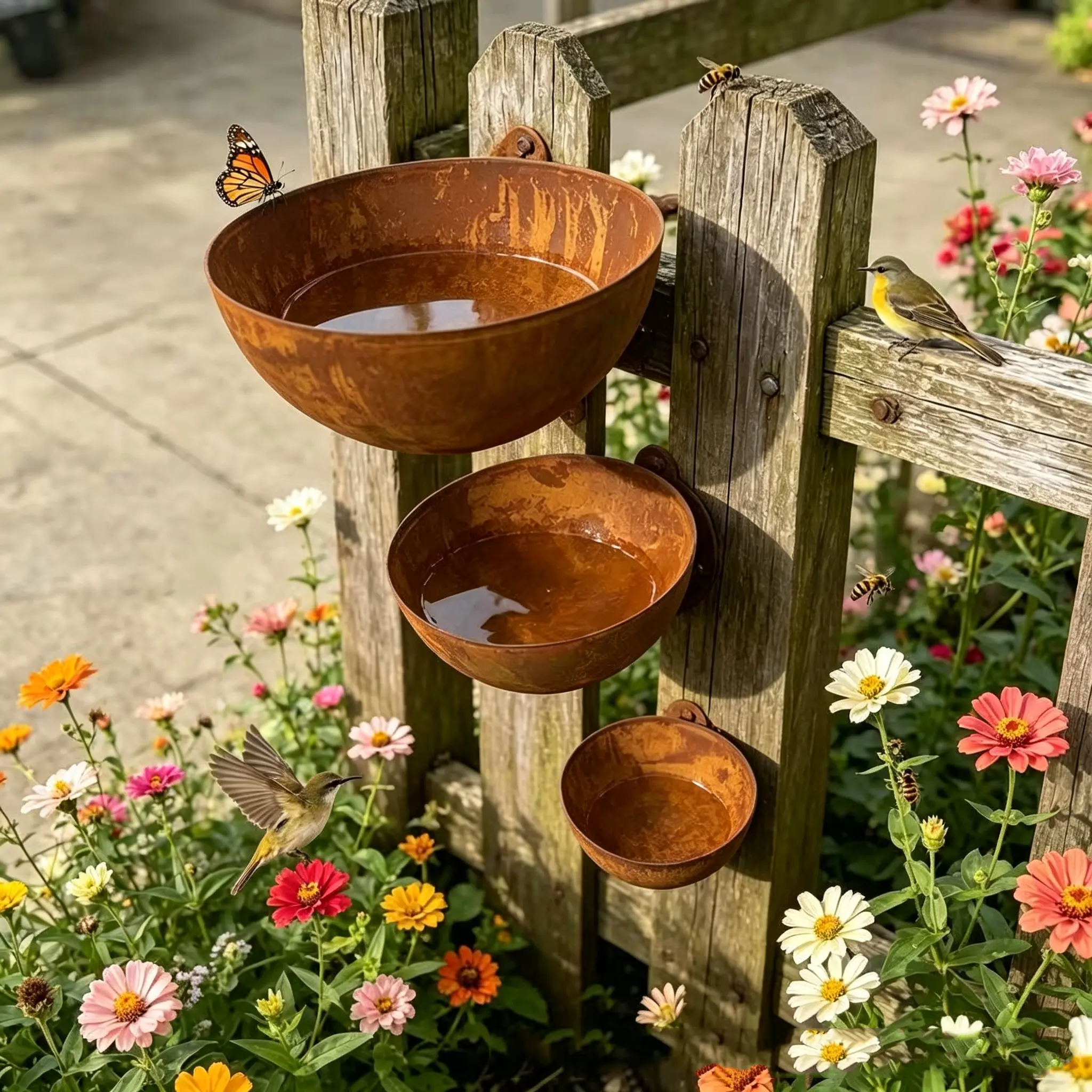 Set of 3pcs Vintage Wrought-Iron Rainwater Catchers - Outdoor Collecting Rainwater Tool with Functional Design, Enhances Aesthetic Appeal for Courtyards, Lawns