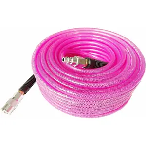 Polyurethane(PU) 1/4-Inch x 100ft Reinforced, lightweight Air Hose With 1/4 Swivel Industrial Quick Coupler and Plug, Bend Restrictor, Transparent (100)