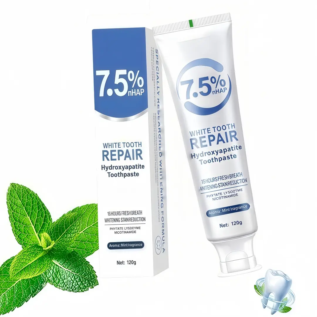 7.5% nHA Hydroxyapatite Toothpaste, Fluoride-Free Cleansing Formula for Sensitive Teeth - Enamel Repair, Gentle Whitening, Plaque Removal, Refreshing Mint, Youth-Focused Solid Oral Care Product