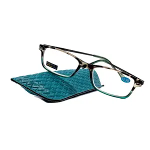 Vienna Premium Reading Glasses High End Tortoise Shell Blue Rectangular +1.25 to +3 Magnifying Metal Thin Temple NY Fifth Avenue Crystal Clear