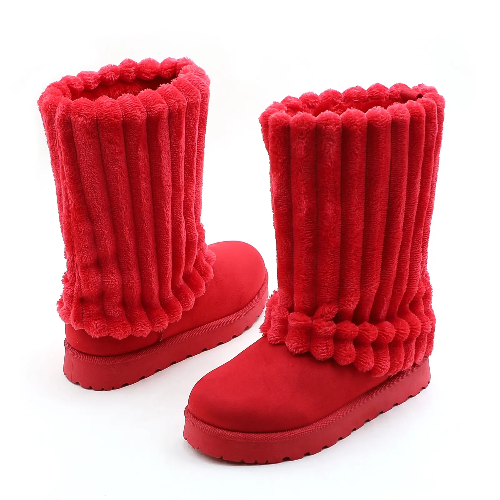 Women's Winter Warm Boots Fold-Over Thick-Sole Snow Boots Suede Velvet Soft Fleece Lining Wide-Fit Mid-Calf Boots Round-Toe Design Fashionable Women's Shoes Comfortable and Warm Slip-On Style Versatile Casual Women's Shoes