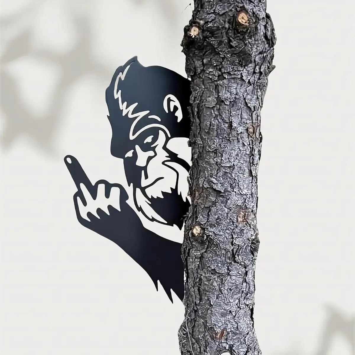 Humor Iron Sasquatch Garden Sign - Flipping Off, Peaking, Peek-A-Boo Animal Character Specialty Plaques & Signs for Home Decor