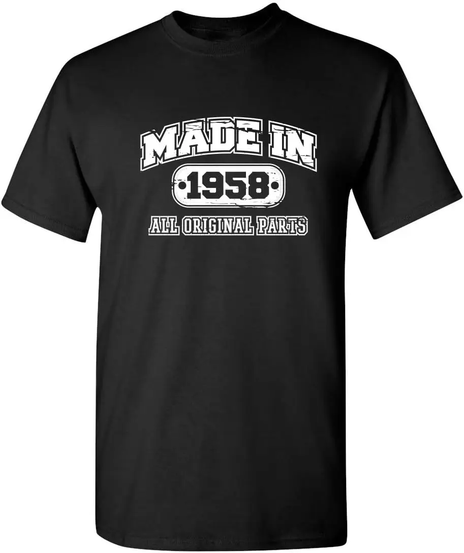 100%cotton Born in 1958 Original Parts Funny Birthday T Shirt