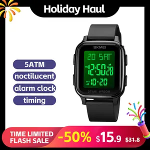 SKMEI Fashion Sports Electronic Watch Multi-functional Stopwatch Timing LED Night Light Alarm Clock Weekly Time 5ATM Waterproof Couple Watch