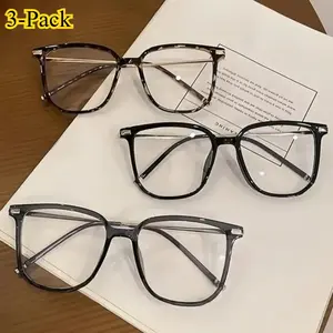 3-Pack Y2K Retro Square & Small Oval Tortoise Shell Glasses for Women & Men – Lightweight TR Zinc Alloy Frame, UV400 Vintage Unisex Eyewear Ideal for Work, Study, Travel & Daily Casual Outfits, Lightweight Frame