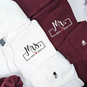 Mr. and Mrs. Matching Hoodies - Personalized Embroidered Sweatshirts For Couples