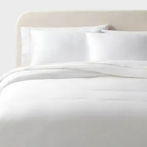 Full/Queen Luxe Lyocell Duvet Cover and Sham Set White - Threshold