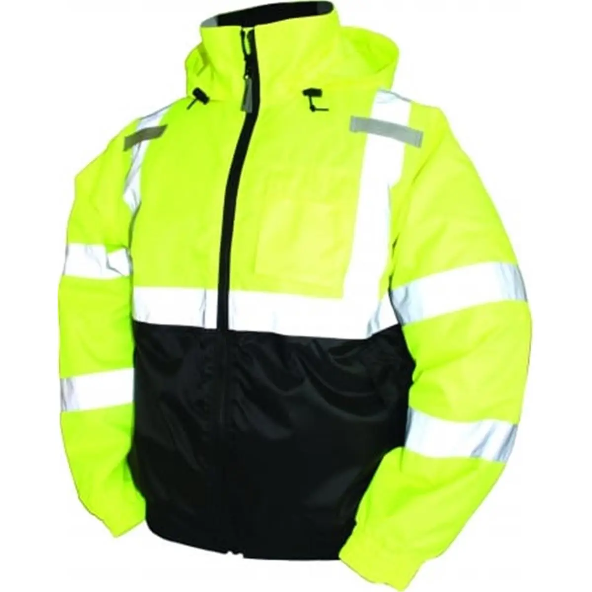 212 MAIN Tingley Rubber ANSI 107 Class 3 Compliant Hi Vis Jacket Vest - XL, Lime Green (J26112.XL), Long Sleeve, Button Closure, 5 Exterior Pockets, Waterproof Shell, Reflective Strips, Rollaway Hood, Insulated Work Safety Vest
