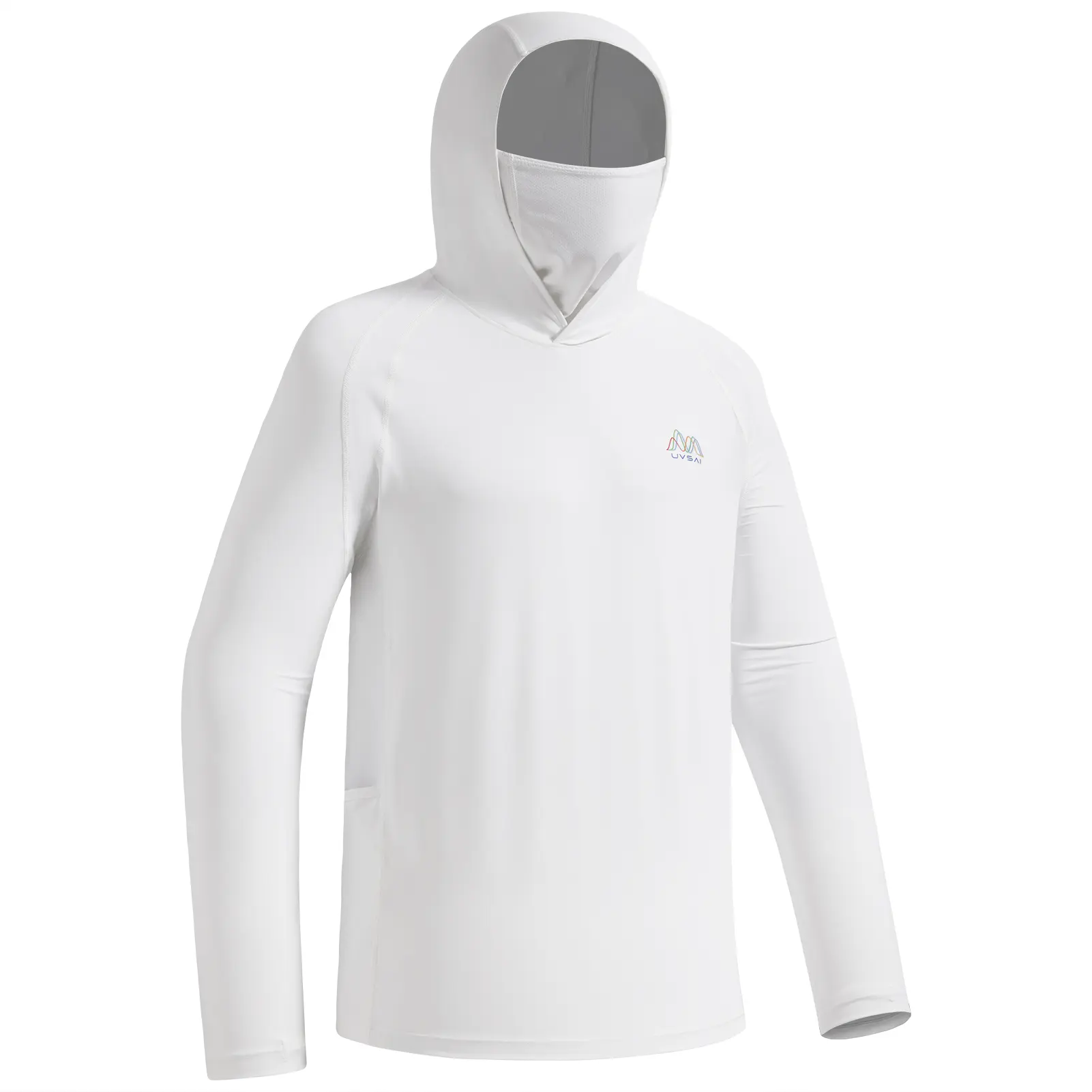 UVSAI Men’s UPF 50+ Hoodie Shirt with Mask Long Sleeve Permanent UV Sun Protection Neck Gaiter Performance T for Outdoor