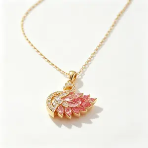 Hand-Set Pink Stone Elegant Peacock Dainty Gold ChainUltra-Light Flush All-Day Comfort Fit | Must-Have Staple for Vacation, Evening Party & Soft Feminine Looks!