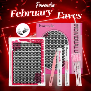 Fowendia DIY Eyelash Extension Kit | 9-16mm C/D Curl Waterproof Lash Clusters with Adhesive & Remover | Rainbow Colored Lashes for Beginners | Home Makeup Cosmetic Kit dealsforyoudays