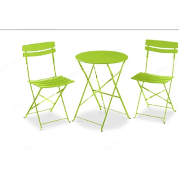 Space-Saving Collapsible 3-Piece Bistro Set Comes with 1 patio table and 2 chairs, no assembly needed. Solid metal frame ensures long-lasting use, perfect for gardens, balconies and yards.