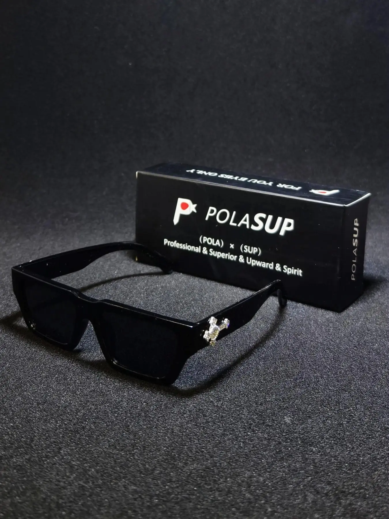 Men's Fashion Rhinestone Cross Pendant Glasses, PC Anti-Explosion Lenses, Sporty Casual Streetwear, Vintage Flat Top Sunglasses