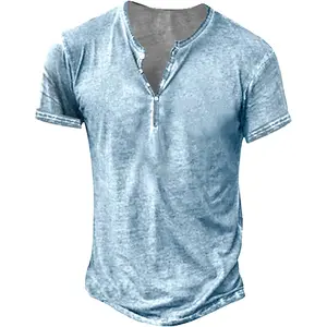 Beotyshow Mens Distressed Henley Shirts Short/Long Sleeve Button T-Shirt Slim Fit Cotton Casual Shirt Menswear Top
