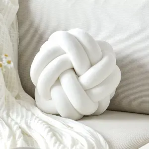 Knot Pillow Ball, Soft Home Decorative Throw Pillows Cushion, round Changeability Knotted Pillows, Modern Home Handmade Cushions for Bedroom, Sofa, Couch (8 Inch, White) VBGYA