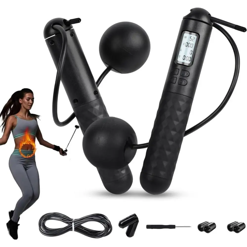 Quiet Shockless Cordless Weight Jump Rope, Tangle Resistant Steel Wire Attachment for Versatile Household Play