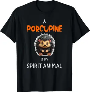 Casual Cotton shortsleeve tees  Porcupine Animal Spirit Funny Cartoon Porcupine Lover T-Shirt
