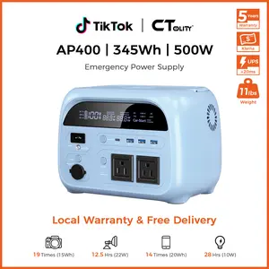 [Summerwins]CTOLITY AP400 Light Blue Portable Power Station – 500W High Capacity Backup Battery for Outdoor, Camping, and Emergency Use with Multiple USB & AC Outlets