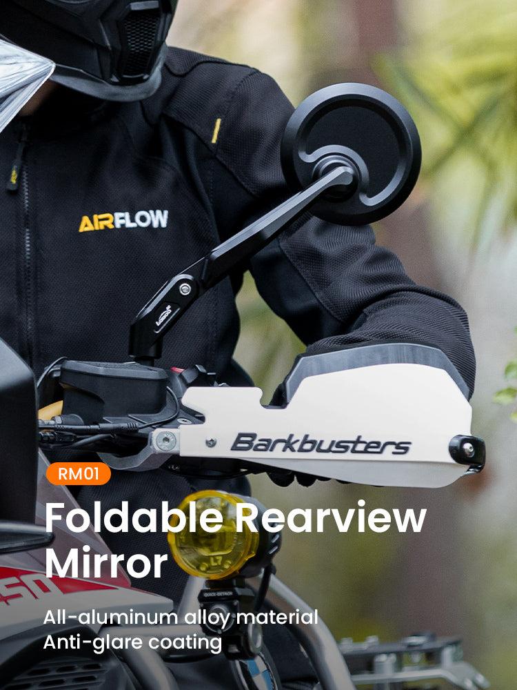 RM01 CNC Aluminum Rearview Mirror – Wide-Angle Spherical Lens, Anti-Glare, Folding Design
