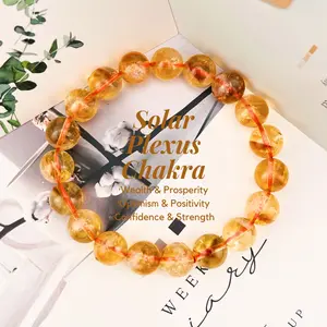 [Magic Crystal] Exquisite Natural Yellow Quartz Ball Bracelet, Crystal, Jewelry, Gemstone, Chakra, Gift, Present, Handmade, Energy, Yoga, Beauty, Unique, Women, Unisex, Free Storage Bag, Festival, Christmas, Halloween, Easter, Tiktokmademebuyit