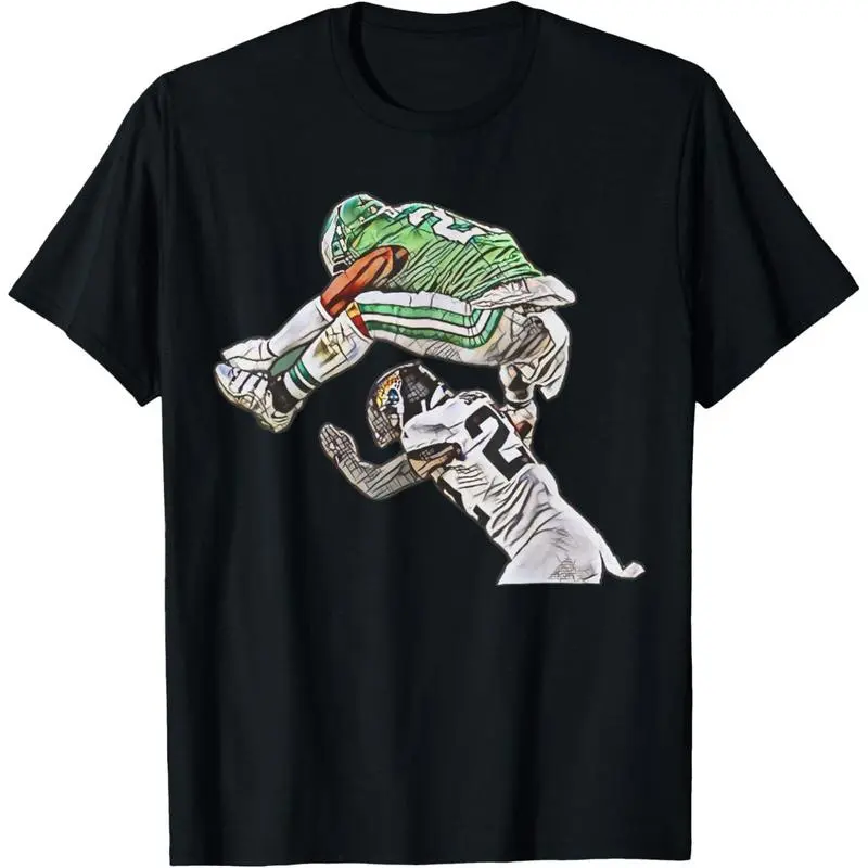 Unisex Soft and Pleasant Feel Short-Sleeve Sports Shirt - Comfort Colors Saquon Barkley Hurdle Backwards Jump Graphic, Stylish Football Fashion Top for Philadelphia Football Fans