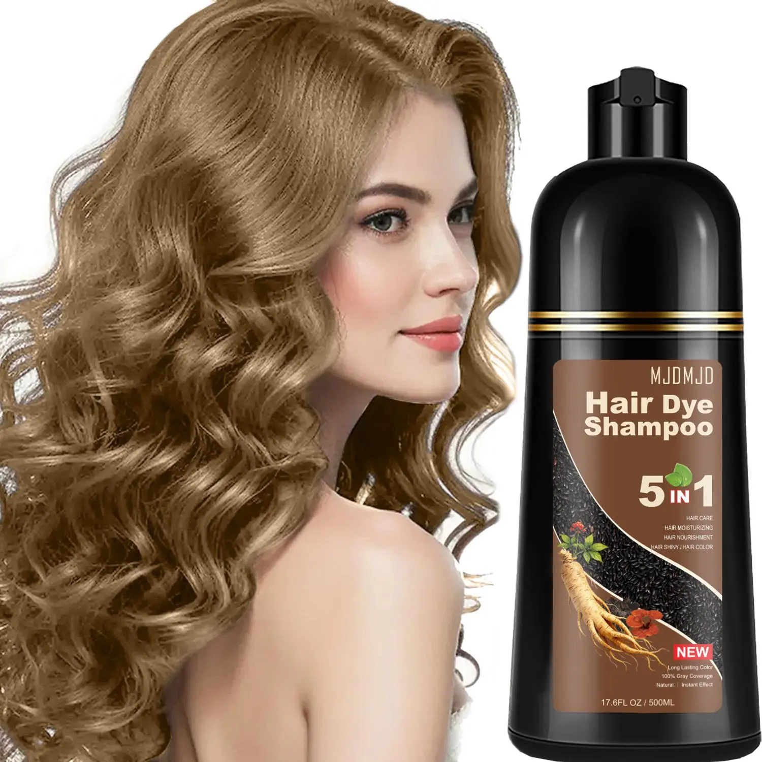 Natural Blonde Brown Hair Dye Shampoo – 5-in-1 Herbal Formula for Men & Women, Long-Lasting Color in 10-15 Mins, Instant Color Shampoo Hair Shampoo Champu Con Tinte Para Canas, Paraben-Free & Hypoallergenic 16.9 Fl Oz Haircare