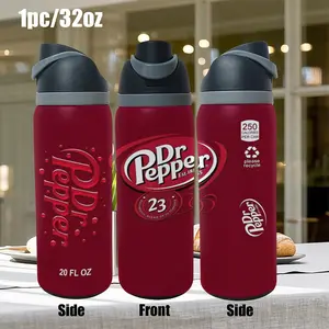 1pc 32oz Stainless Steel Insulated Mug, American Retro Style Dr Pepper Portable Sports Mug Water Bottles, with portable handle and spout, suitable for outdoor and indoor use, fitness, and as a personalized birthday/holiday gift.