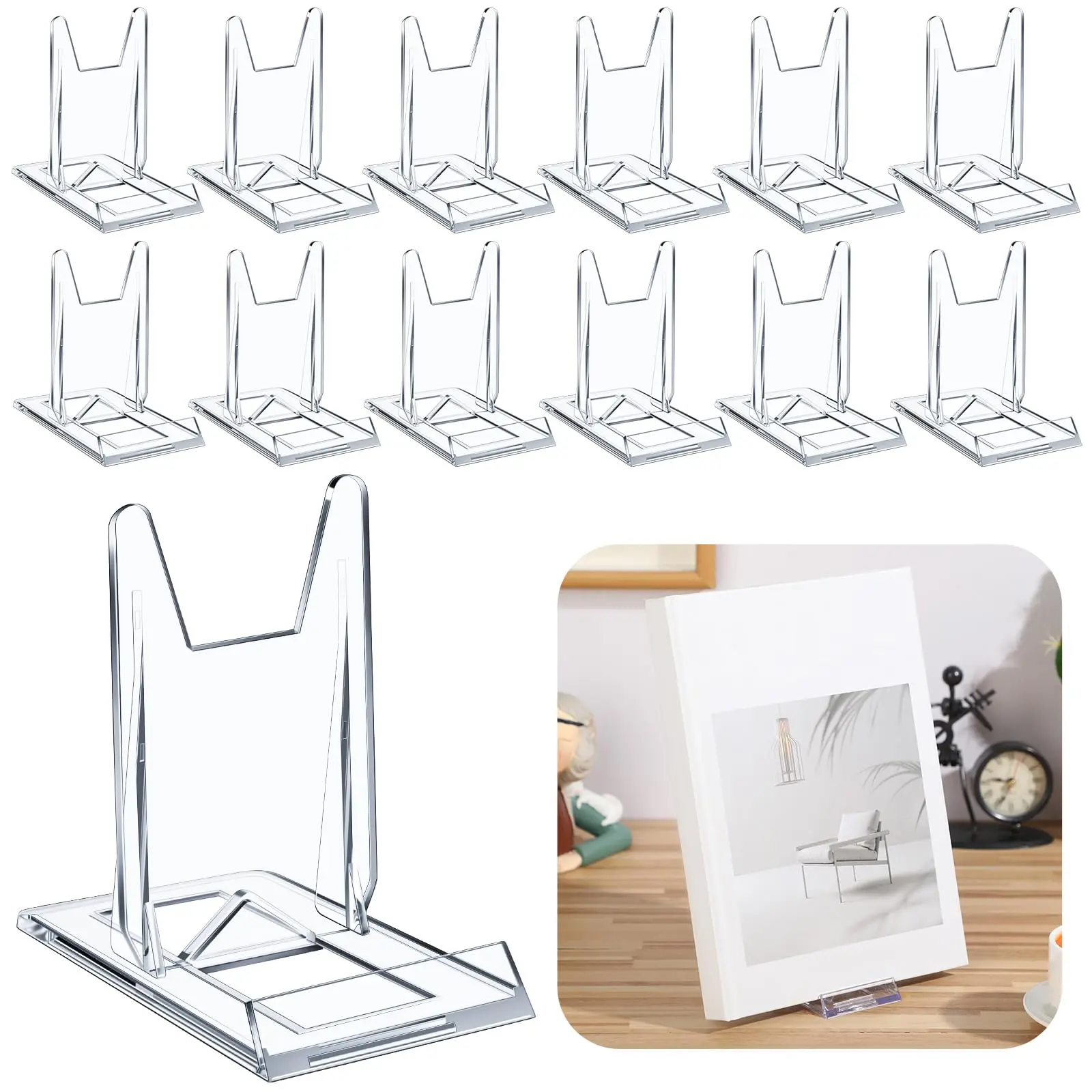 Acrylic Bookshelf Display Stand Back to School Gift Adjustable Acrylic Book Stand Clear Display Holder Transparent Desktop Acrylic Display Stand Book Holder School Supplies Home Organize for Home Bedroom Office Books Magazines Pictures Artworks CD