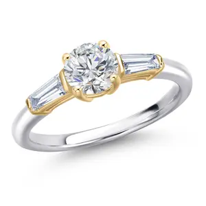 Gem Stone King 1.05 Cttw IGI Certified Lab Grown Diamond in Two-Tone Gold Engagement Ring For Women | Round Center Diamond 0.75 Ct | D-E Color | VS1 Clarity