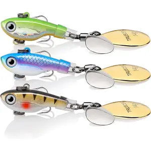 Tail Spinner Fishing Lures, 2.6" 0.5oz Fishing Spoons with Rotating Swimbaits for Bass Pike Walleye, Freshwater Saltwater Fishing Baits, Fishing Gifts for Men Dad : Sports & Outdoors