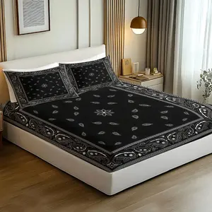 3Pcs Boho Paisley Bohemian Printed  Bedding Set, Bedsheet Sets,Pillow Insert not Included,Soft Comfortable Breathable Sheets Bedding Set for Home Bedroom, Bed Sheets Set, Bed Sets Supplies,This Set is The Perfect Choice for a Restful Night’s Sleep.