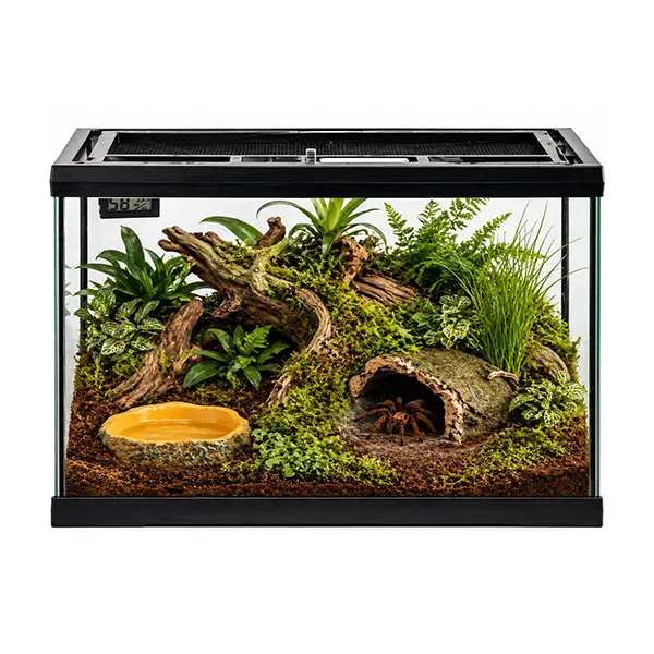 Reptile Glass Terrarium 12×12×8" Reptile tank  - Full View Design with Top Ventilation, Amphibians Box Habitat Enclosure Cage for Frog,Spiders,Dubia Cockroach,Praying Mantis,Cricket,Tarantula,Hermit Crab