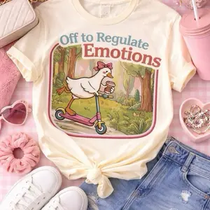 Off To Regulate Tee - Goose Design Crewneck T-Shirt for Casual Wear