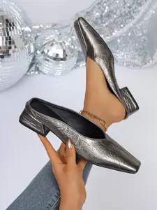 Plus Size Women's High Heel Slip-On Pumps, Elegant Square Toe Chunky Heels for Office, Stylish Comfortable Fashion Shoes